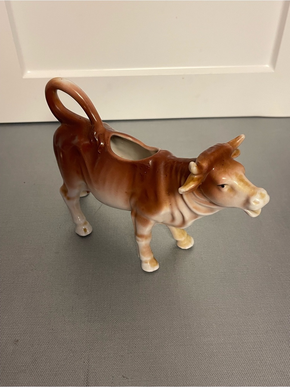 Vintage Germany Ceramic Cow Creamer Dispenser in Brown and White